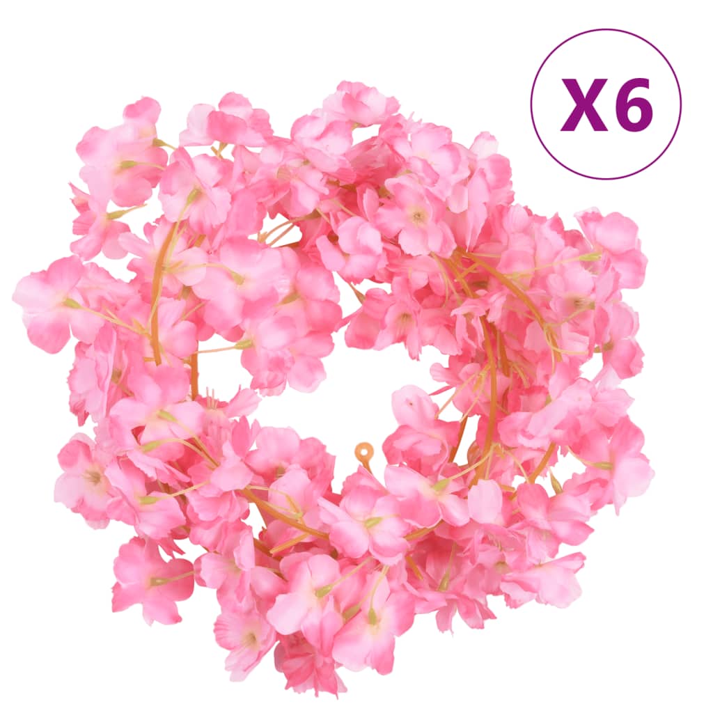 Vidaxx guirlandes de fleurs 6 pcs 180 cm rose foncé