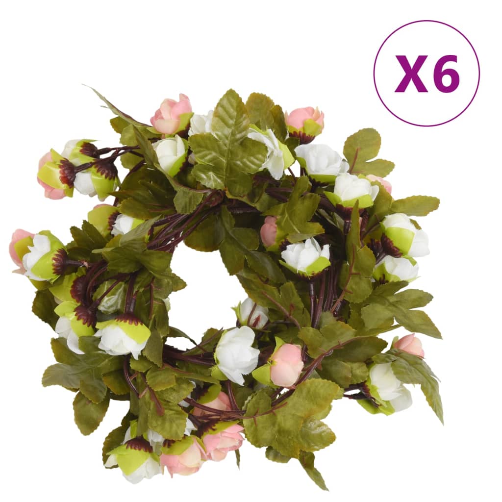 VidaXL guirlandes de Noël avec fleurs 6 pcs 215 cm couleur champagne