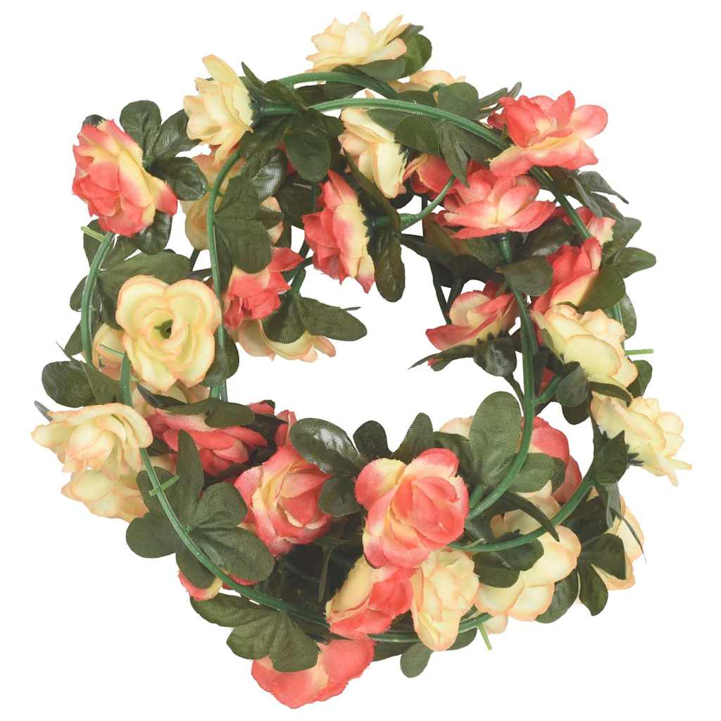 VidaXL guirlandes de Noël avec fleurs 6 pcs 240 cm couleur rose et champagne