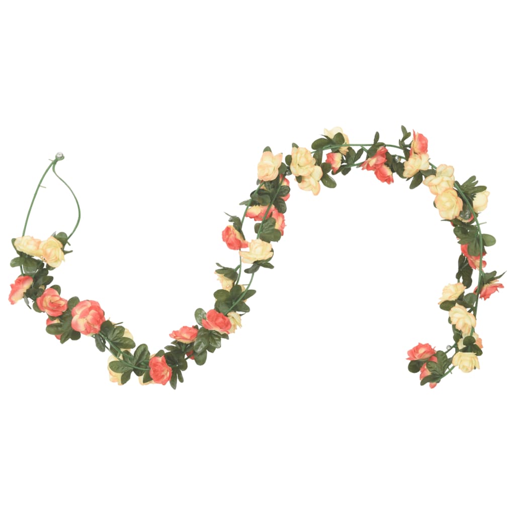VidaXL guirlandes de Noël avec fleurs 6 pcs 240 cm couleur rose et champagne