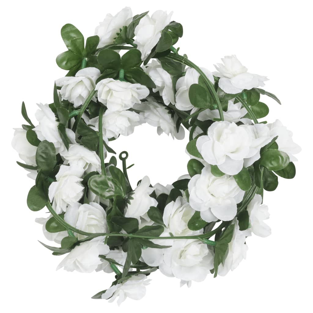 Vidaxx guirlandes de Noël avec fleurs 6 pcs 240 cm blanc