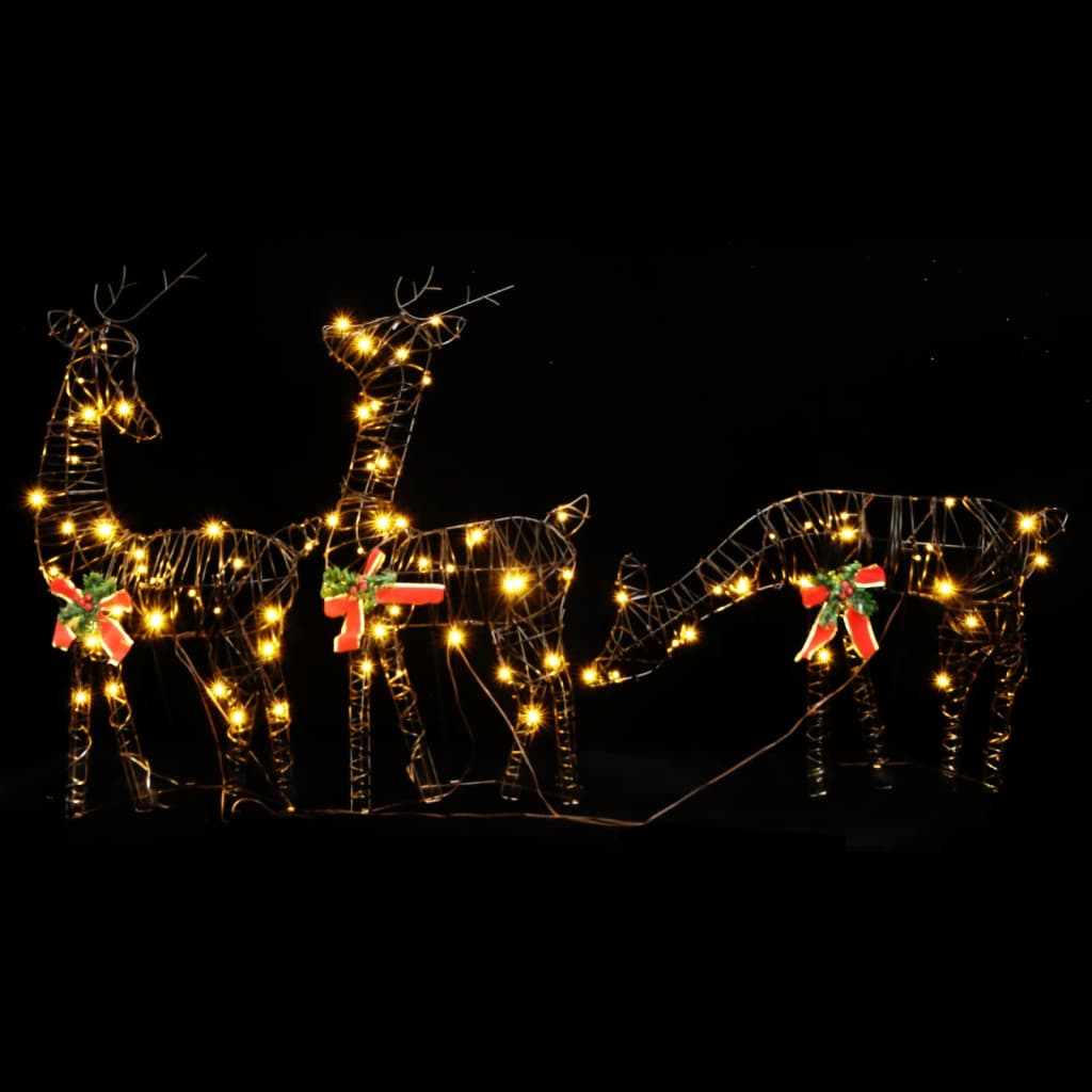 VidaXL décorations de Noël famille de rennes 2 pcs 180 LED rotin blanc chaud