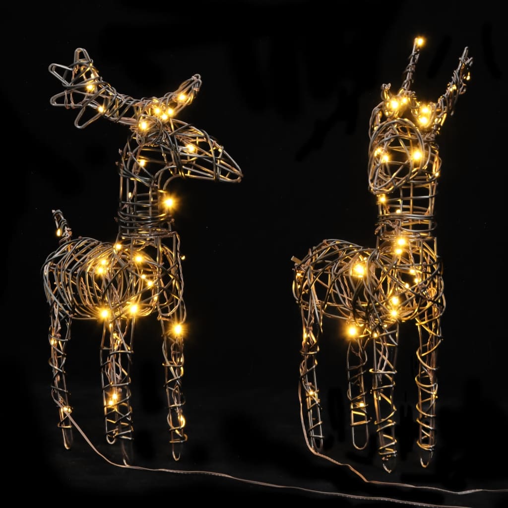 VidaXL décorations de Noël renne 6 pcs 240 LED rotin blanc chaud