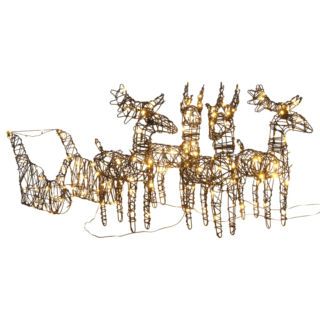 VidaXL décoration de Noël rennes et traîneaux 240 LED rotin blanc chaud
