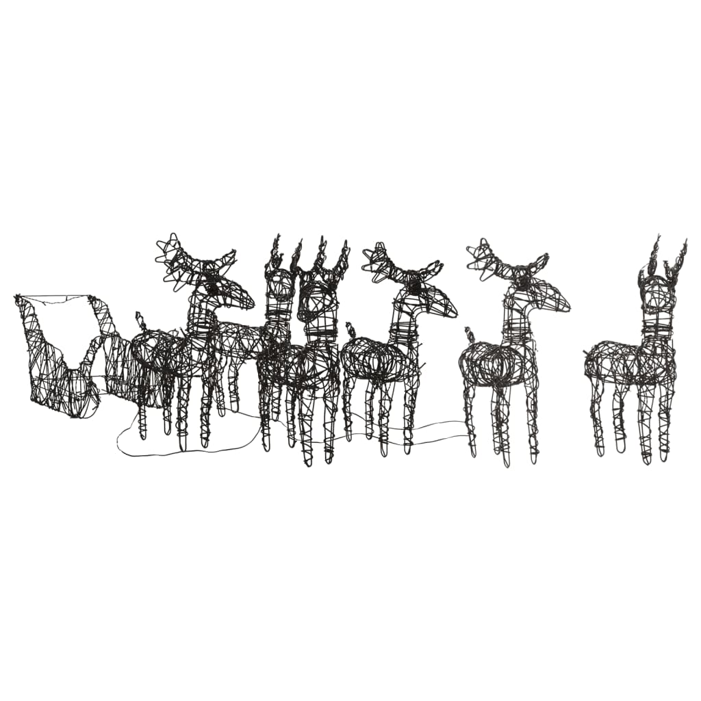 VidaXL décoration de Noël rennes et traîneaux 320 LED rotin blanc chaud