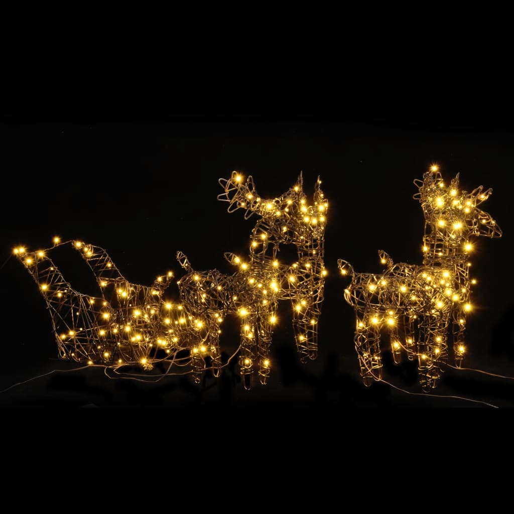 VidaXL décoration de Noël rennes et traîneaux 320 LED rotin blanc chaud