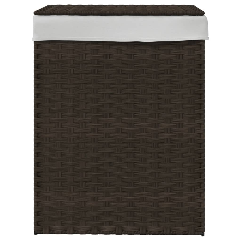 Panier à linge Vidaxl avec couvercle 46x33x60 cm en brun foncé en rotin