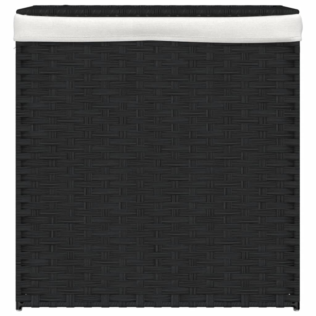 Panier à laverie Vidaxl avec 2 compartiments 53x35x57 cm Poly Rattan Black