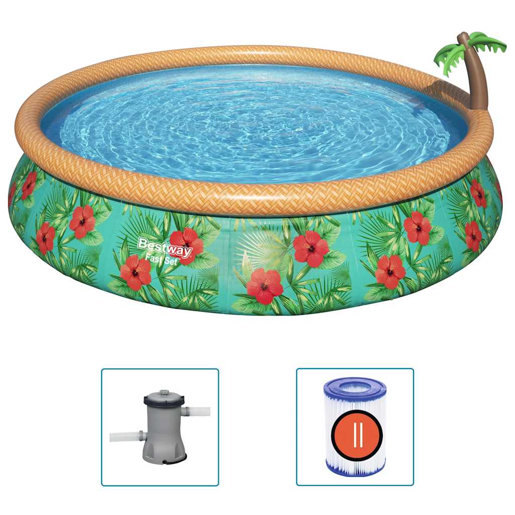 Bestway fast set ensemble de piscine gonflable paradis palms 457x84 cm