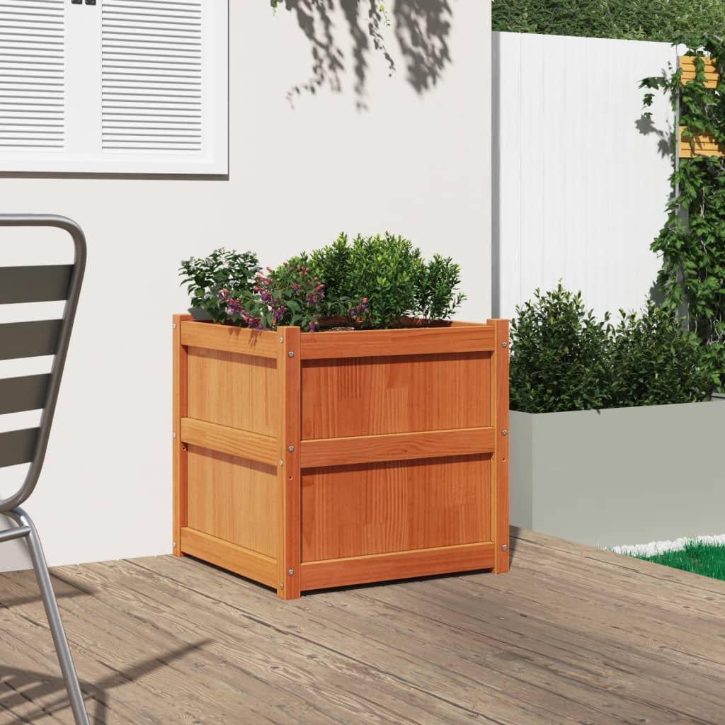 Vidaxx jardinière 60x60x60 cm bois de pin massif, marron lavé