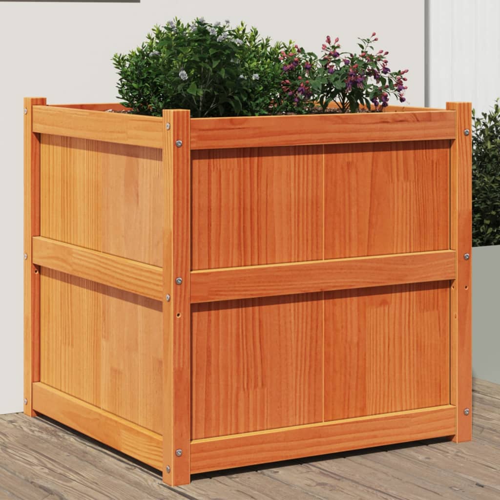 Vidaxx jardinière 70x70x70 cm bois de pin massif, marron lavé