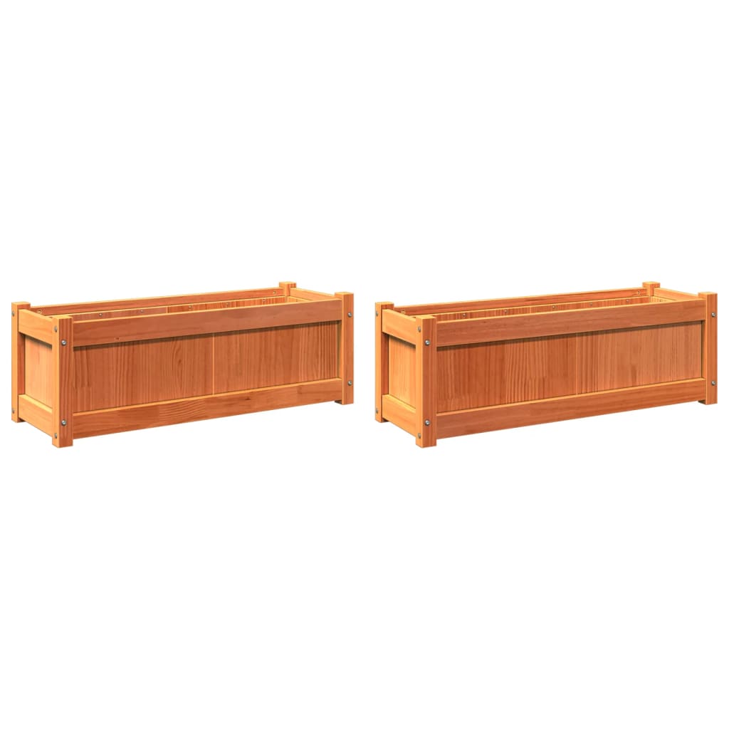 VidaXL jardinières 2 pcs cm bois de pin massif, marron lavé
