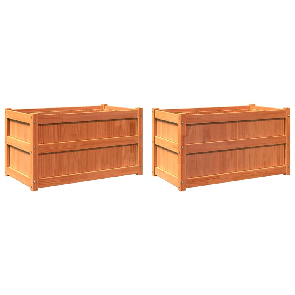 VidaXL jardinières 2 pcs cm bois de pin massif, marron lavé
