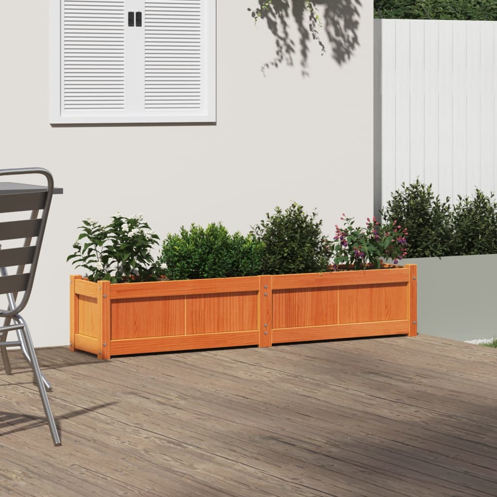 Vidaxx jardinière 150x31x31 cm bois de pin massif, marron lavé