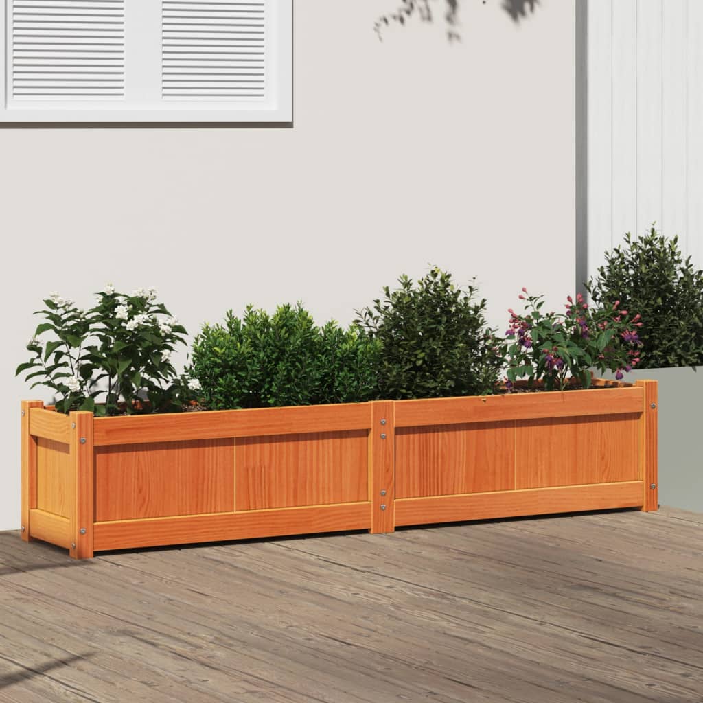 Vidaxx jardinière 150x31x31 cm bois de pin massif, marron lavé