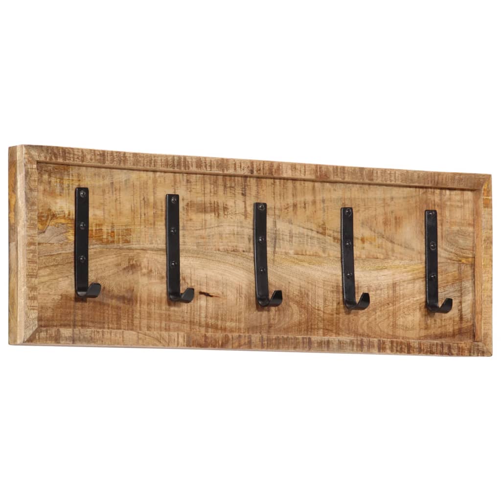 Porte-manteau mural Vidaxx avec 5 crochets en bois de manguier massif