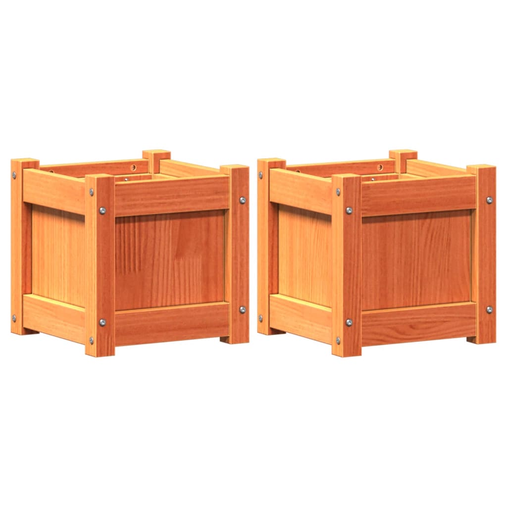 VidaXL jardinières 2 pcs cm bois de pin massif, marron lavé