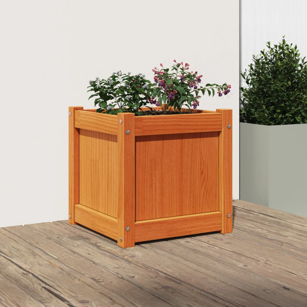 Vidaxx jardinière 40x40x40 cm bois de pin massif, marron lavé