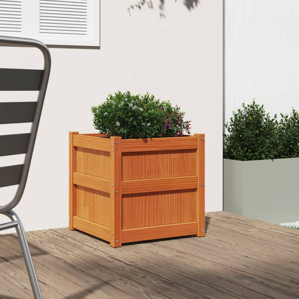 Vidaxx jardinière 50x50x50 cm bois de pin massif, marron lavé