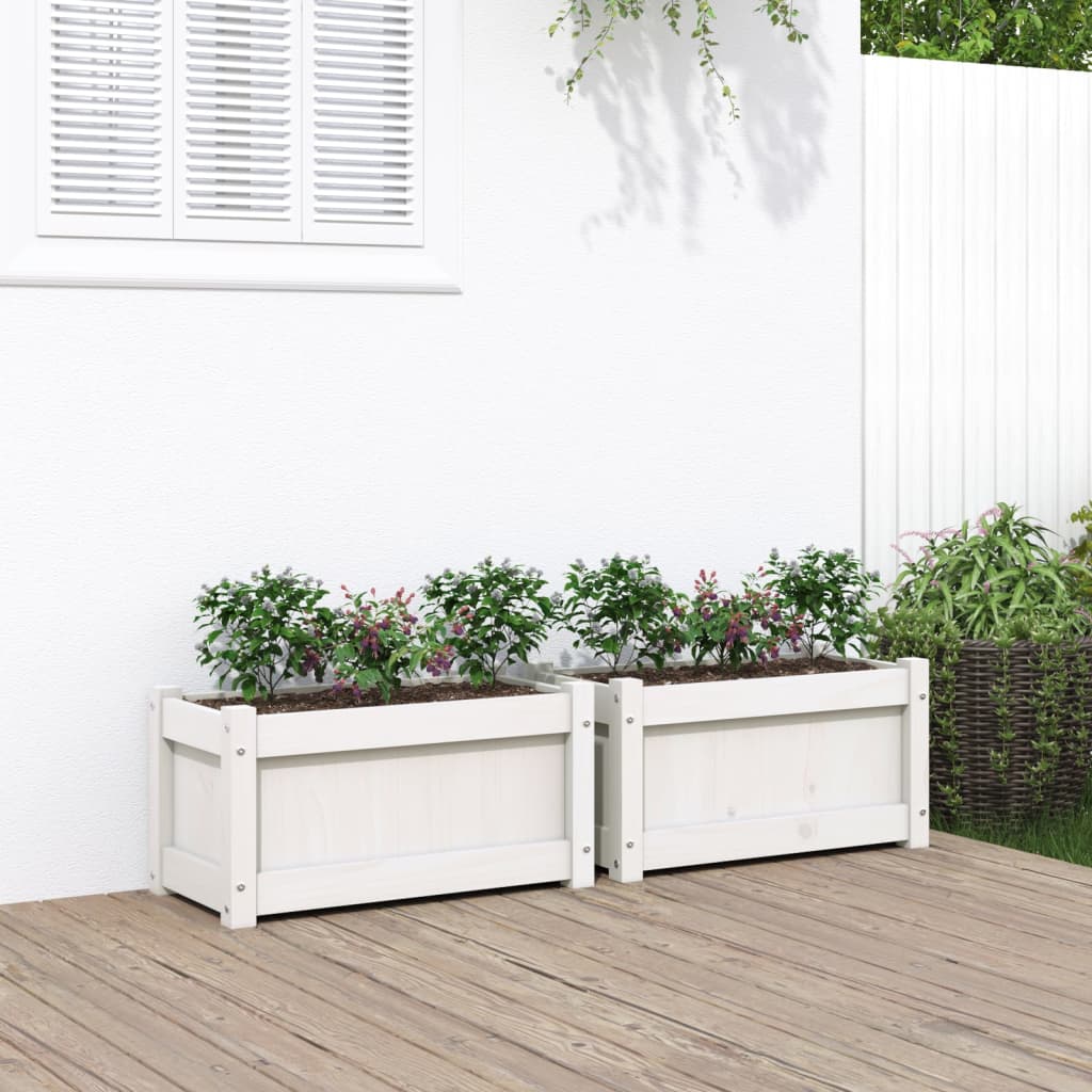 Vidaxx jardinières 2 pcs cm bois de pin massif blanc