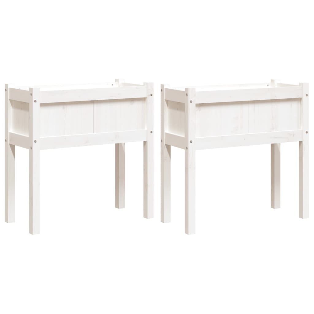 Vidaxxl jardinières avec pieds 2 pcs bois de pin massif blanc
