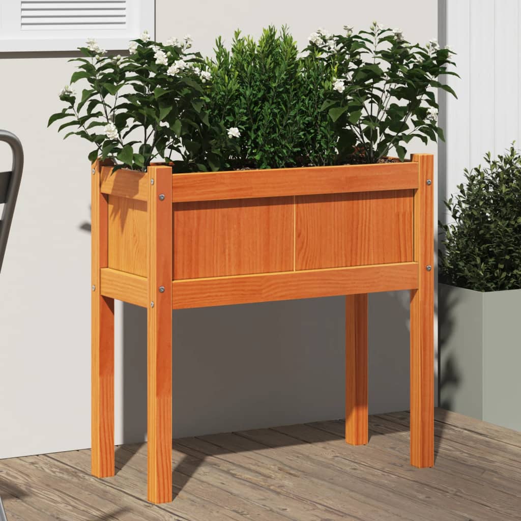 Vidaxx jardinière avec pieds 70x31x70 cm bois de pin, marron lavé