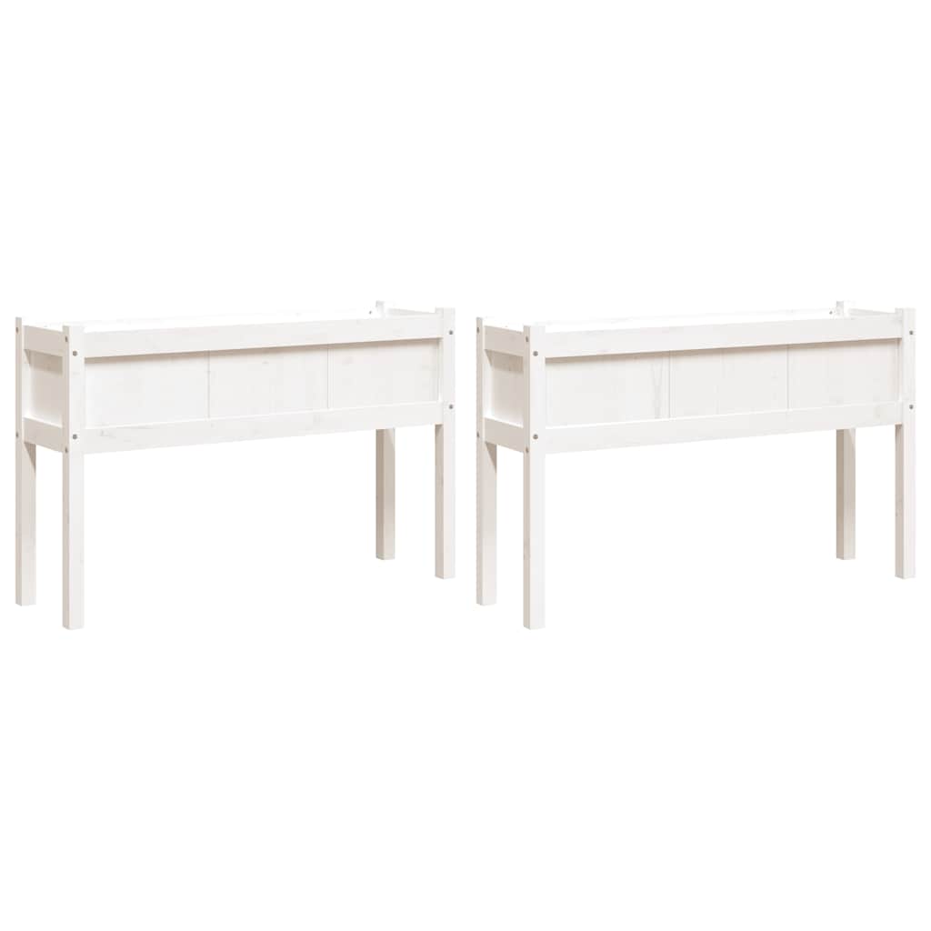 Vidaxxl jardinières avec pieds 2 pcs bois de pin massif blanc