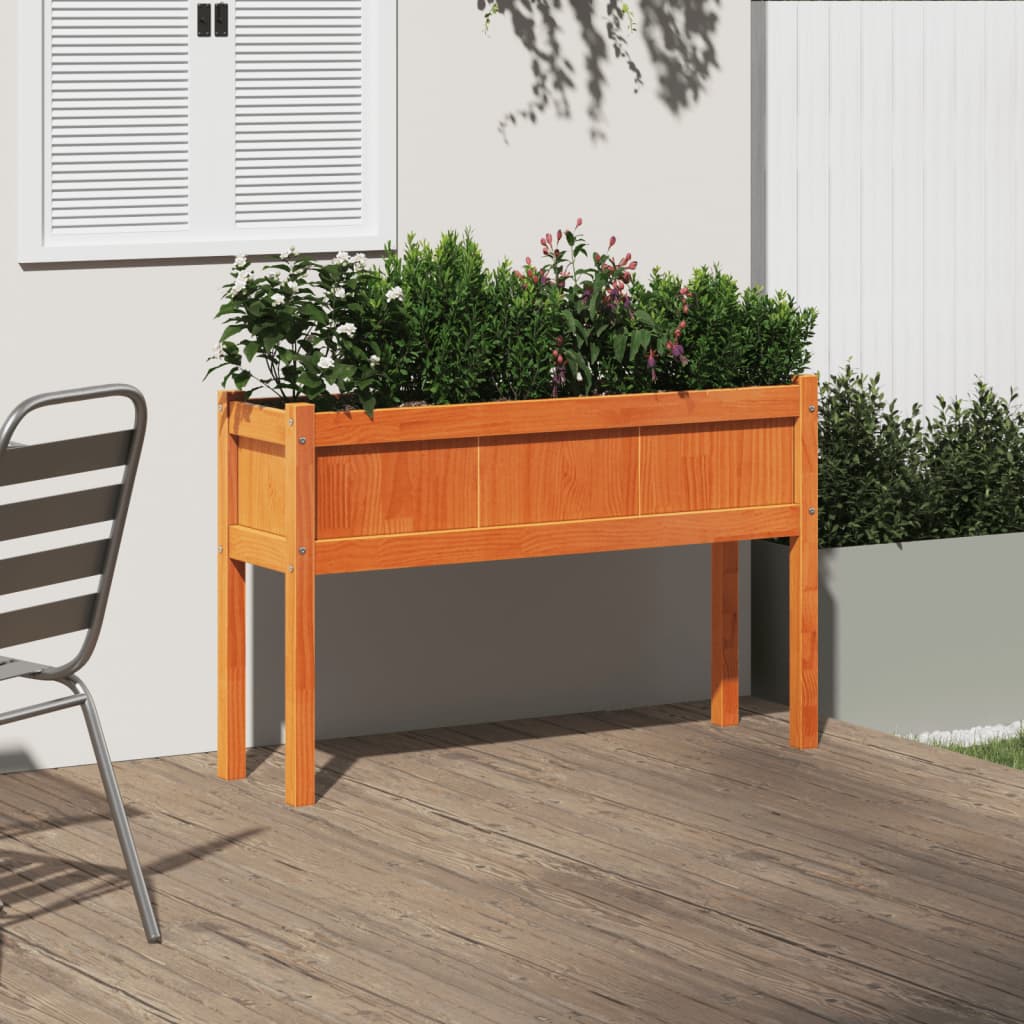 Vidaxx jardinière avec pieds 110x31x70 cm bois de pin, marron lavé