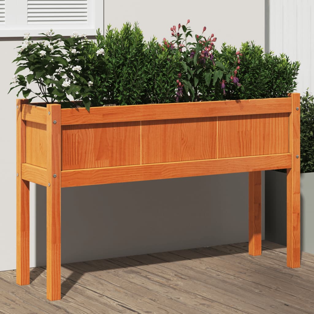 Vidaxx jardinière avec pieds 110x31x70 cm bois de pin, marron lavé