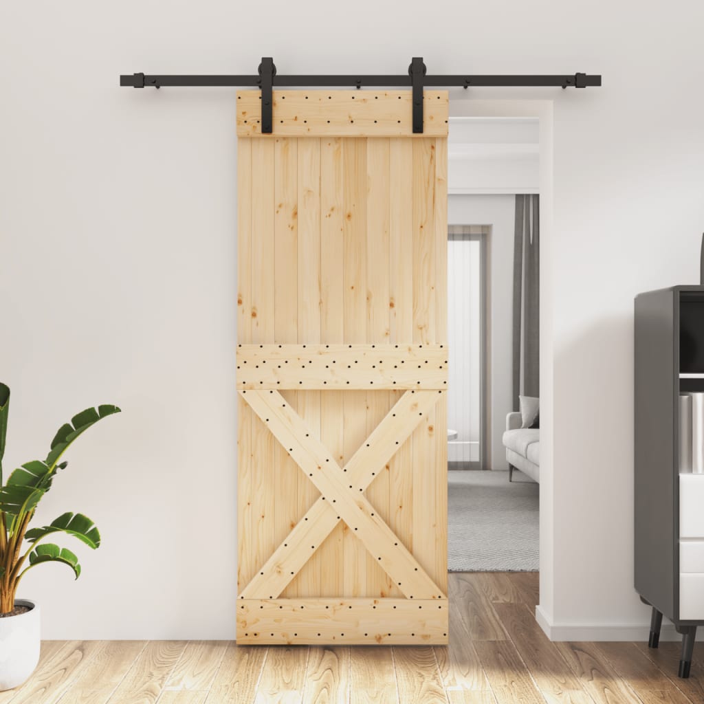 VidaXL Porte coulissante avec ferrures 80x210 cm bois de pin massif