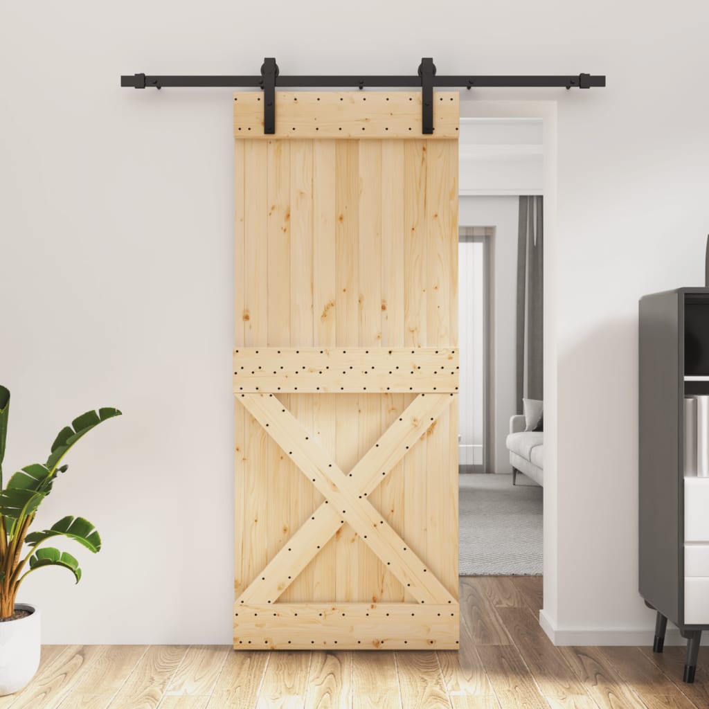 VidaXL Porte coulissante avec ferrures 85x210 cm bois de pin massif