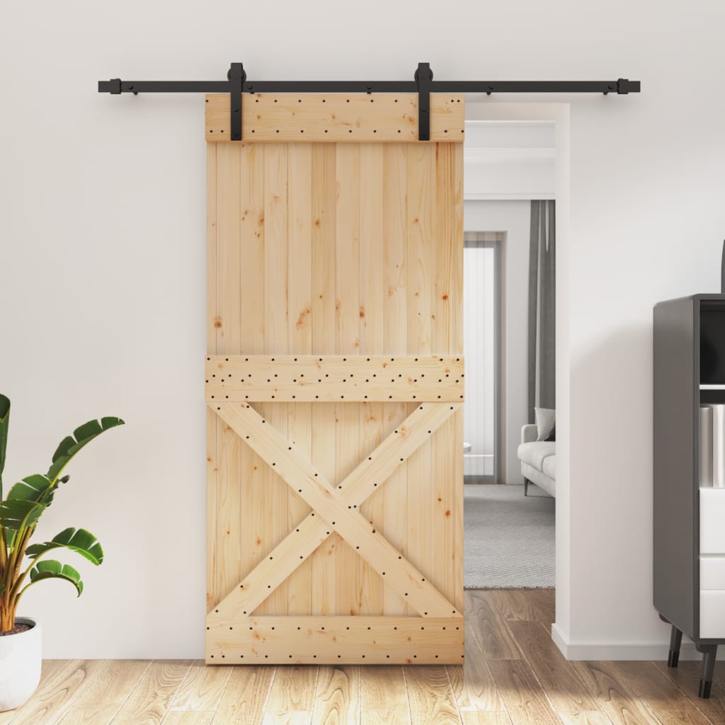 VidaXL Porte coulissante avec ferrures 95x210 cm bois de pin massif