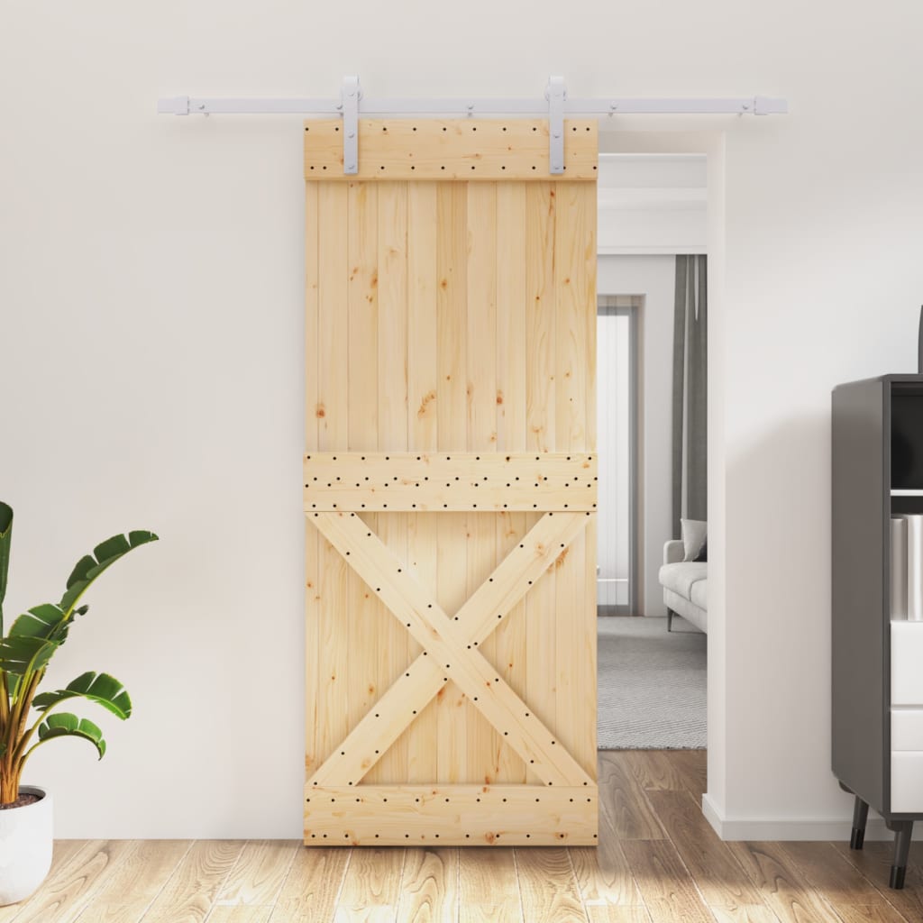 VidaXL Porte coulissante avec ferrures 85x210 cm bois de pin massif