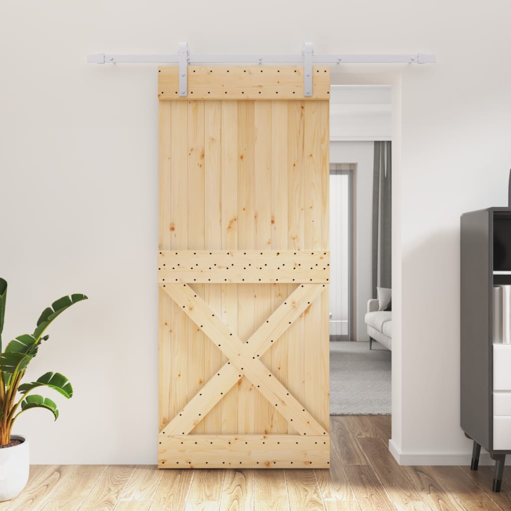VidaXL Porte coulissante avec ferrures 90x210 cm bois de pin massif