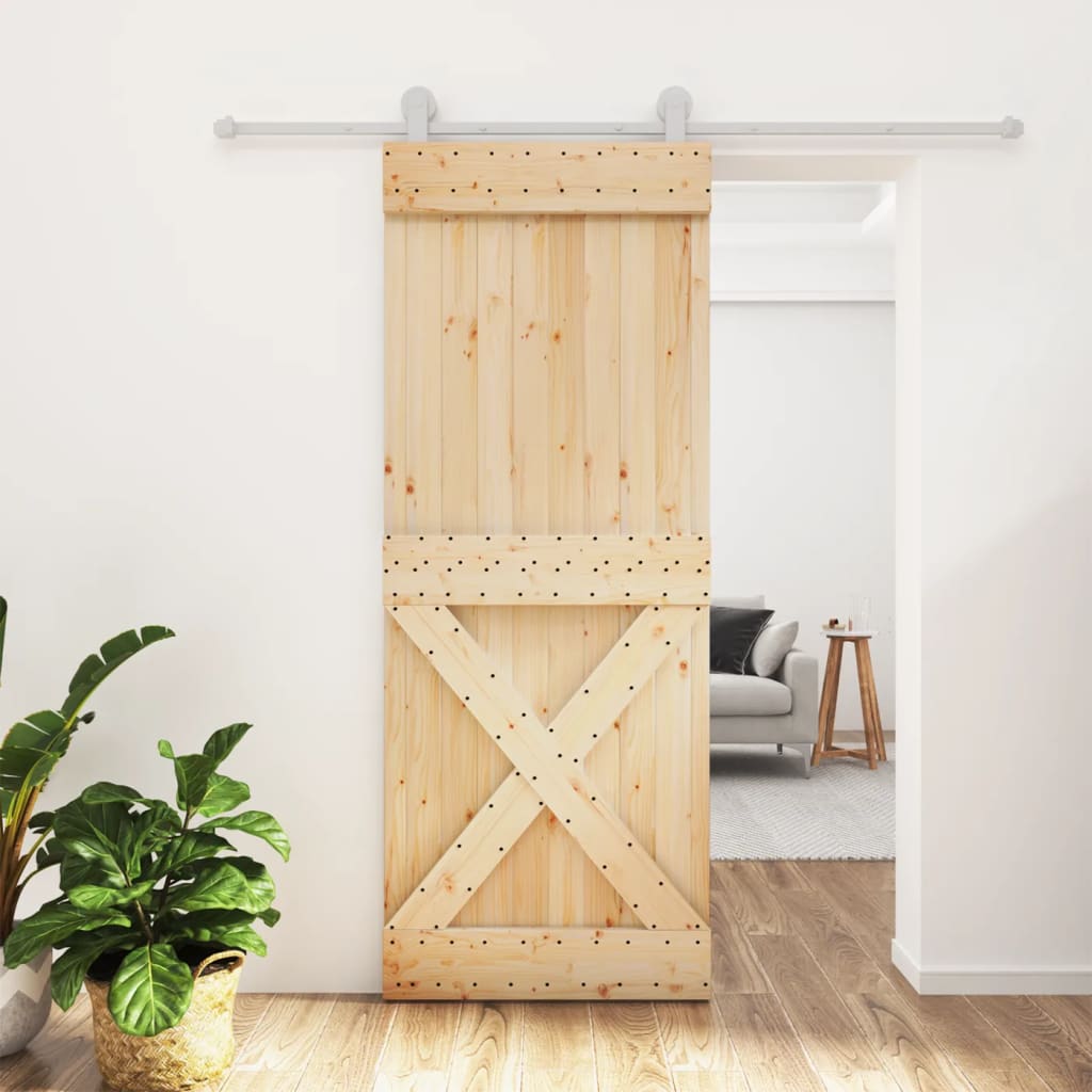 VidaXL Porte coulissante avec ferrures 80x210 cm bois de pin massif