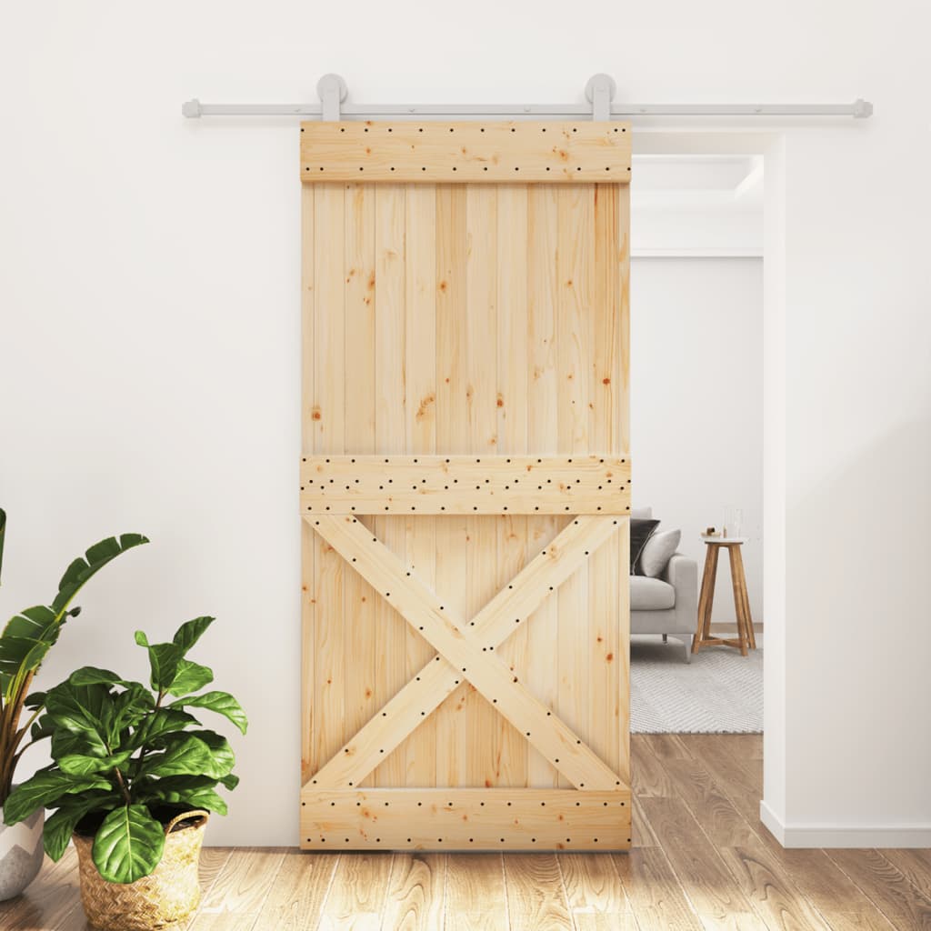 VidaXL Porte coulissante avec ferrures 95x210 cm bois de pin massif