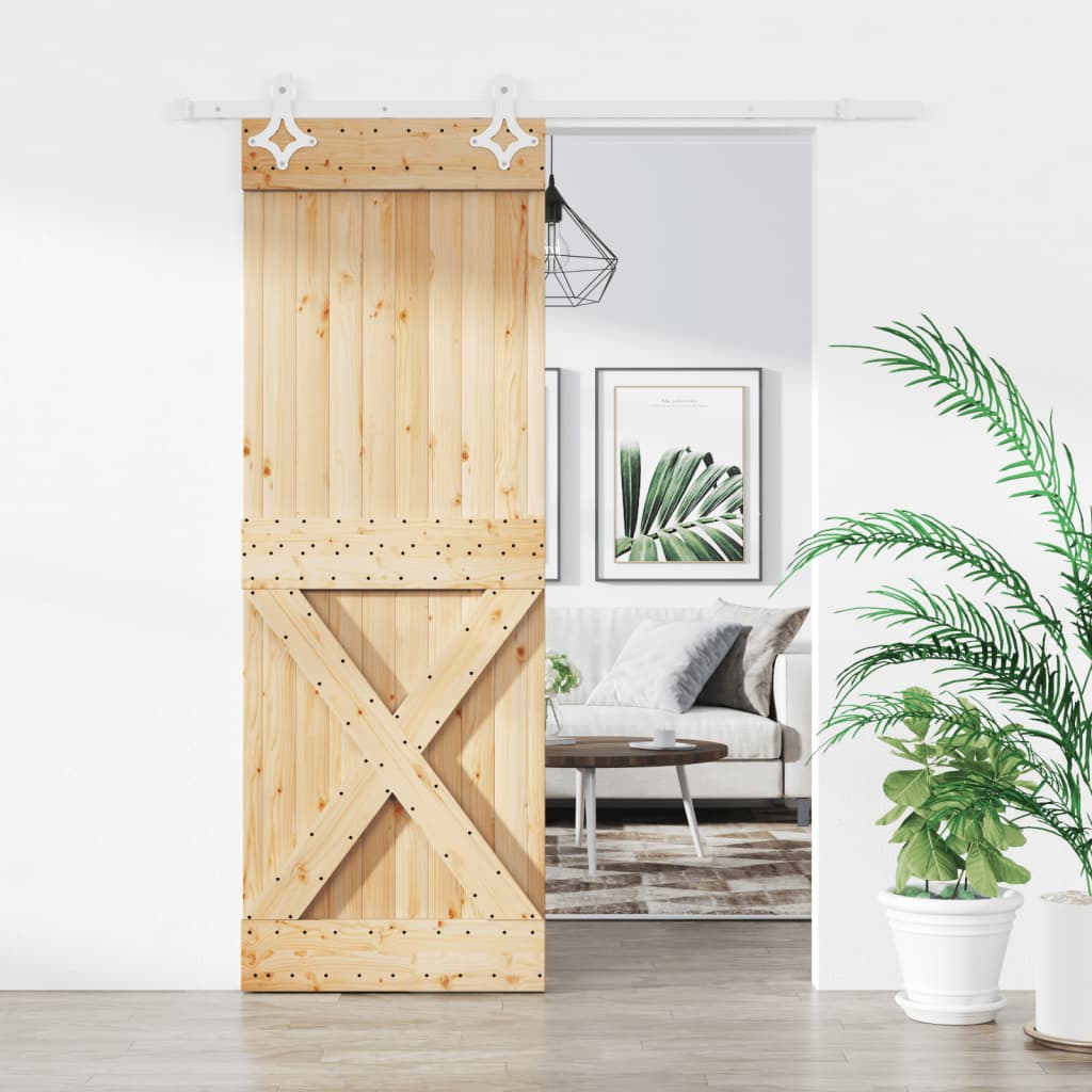 VidaXL Porte coulissante avec ferrures 80x210 cm bois de pin massif