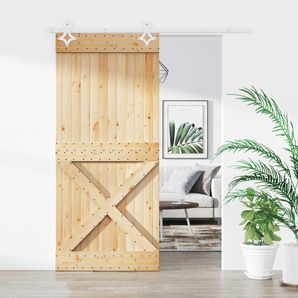 VidaXL Porte coulissante avec ferrures 90x210 cm bois de pin massif