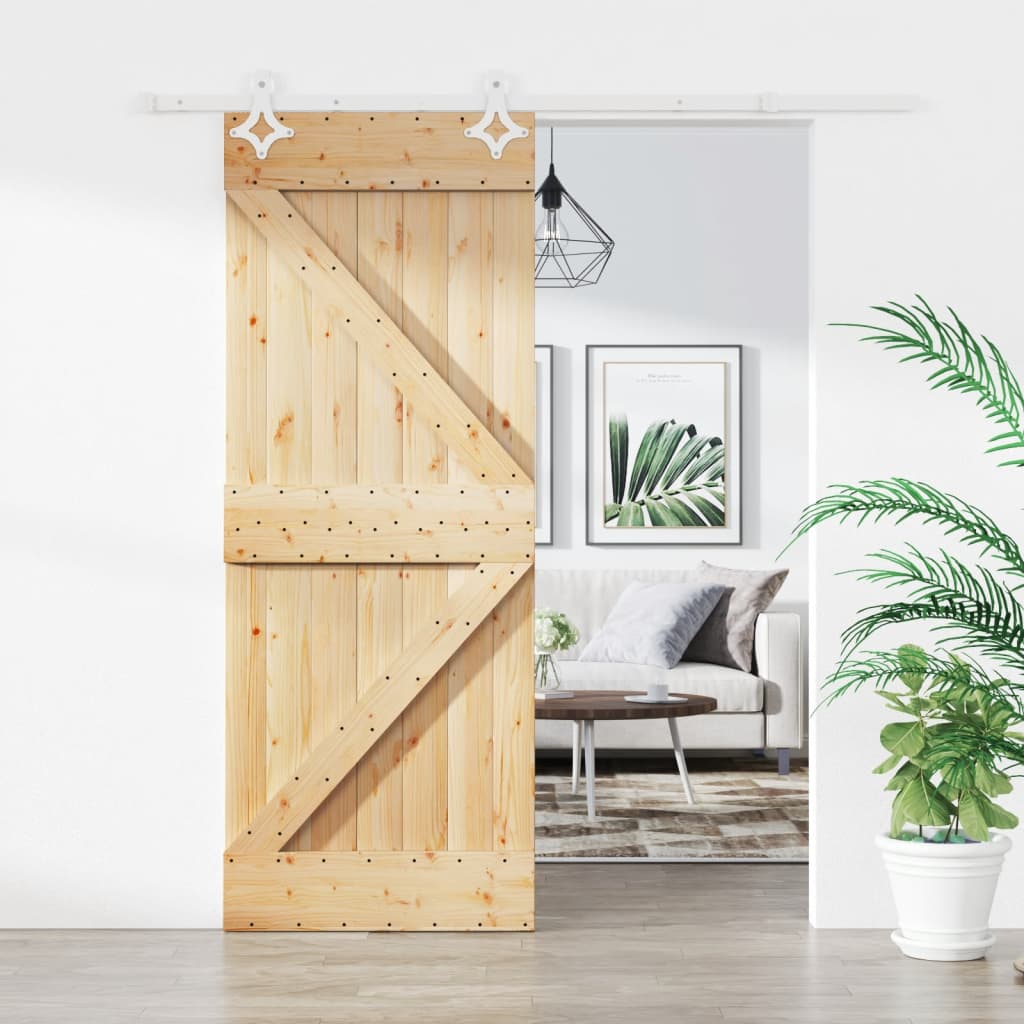 VidaXL Porte coulissante avec ferrures 85x210 cm bois de pin massif