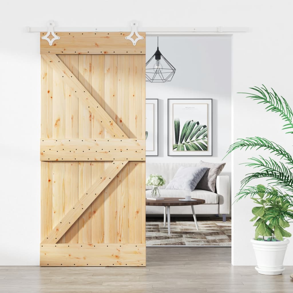 VidaXL Porte coulissante avec ferrures 95x210 cm bois de pin massif