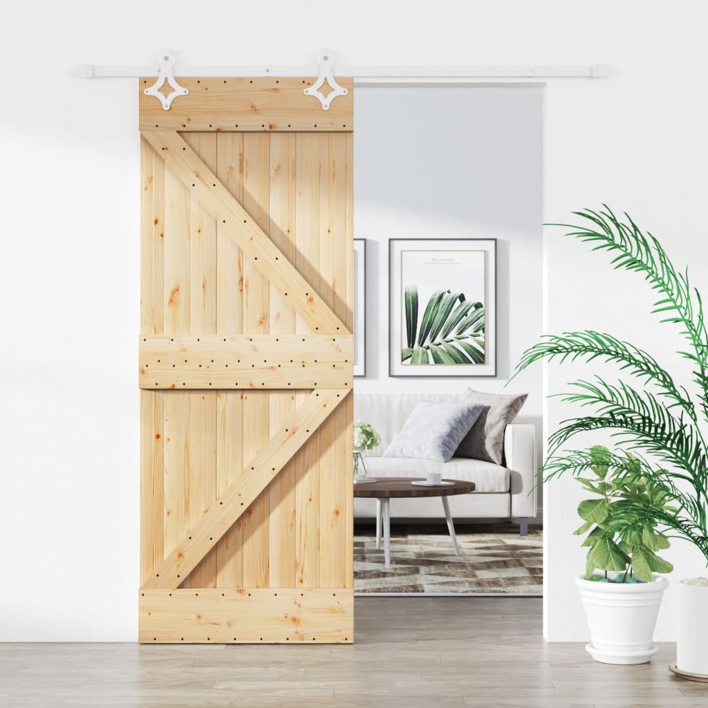 VidaXL Porte coulissante avec ferrures 80x210 cm bois de pin massif