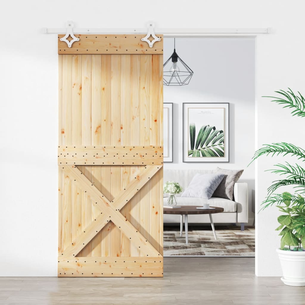 VidaXL Porte coulissante avec ferrures 90x210 cm bois de pin massif
