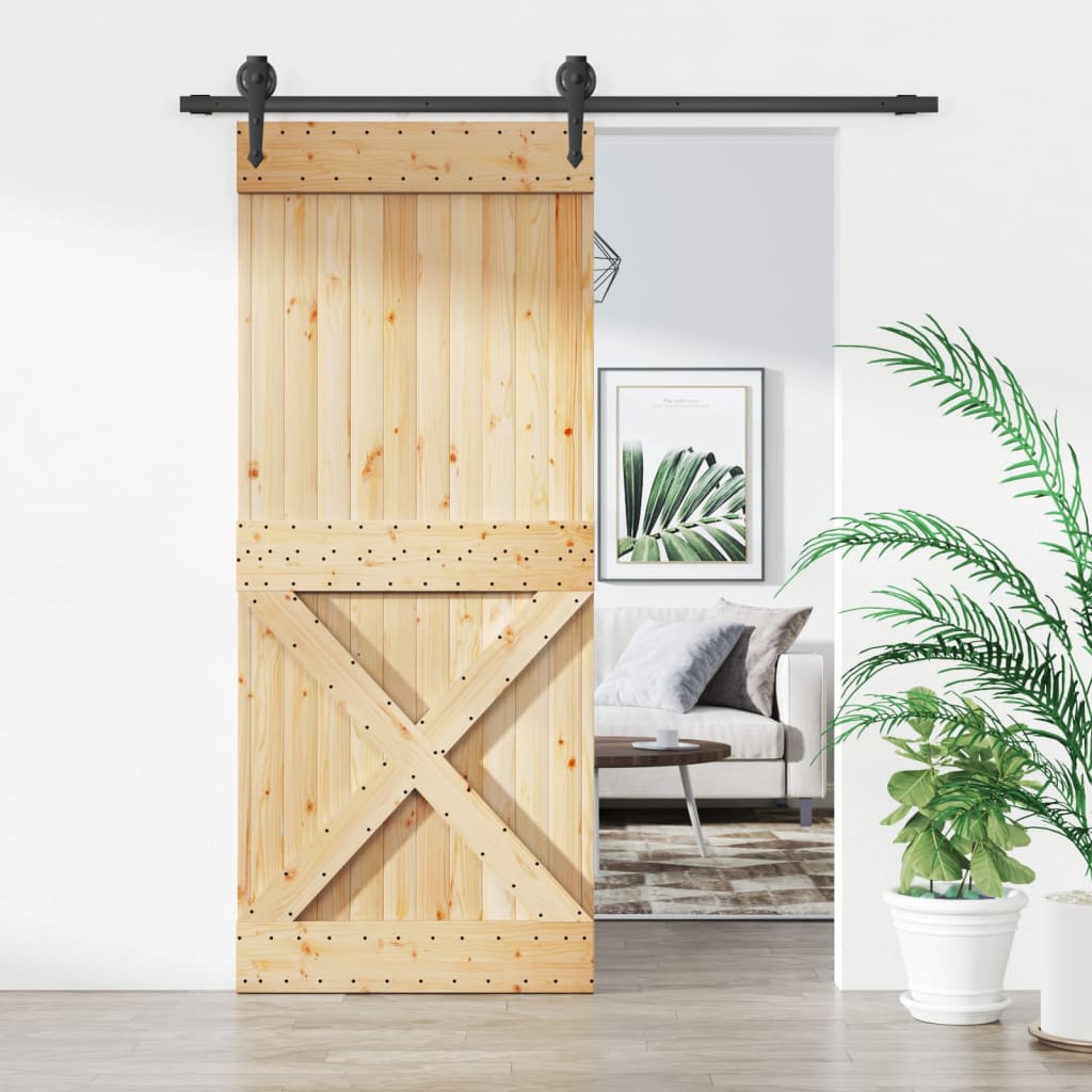 VidaXL Porte coulissante avec ferrures 85x210 cm bois de pin massif