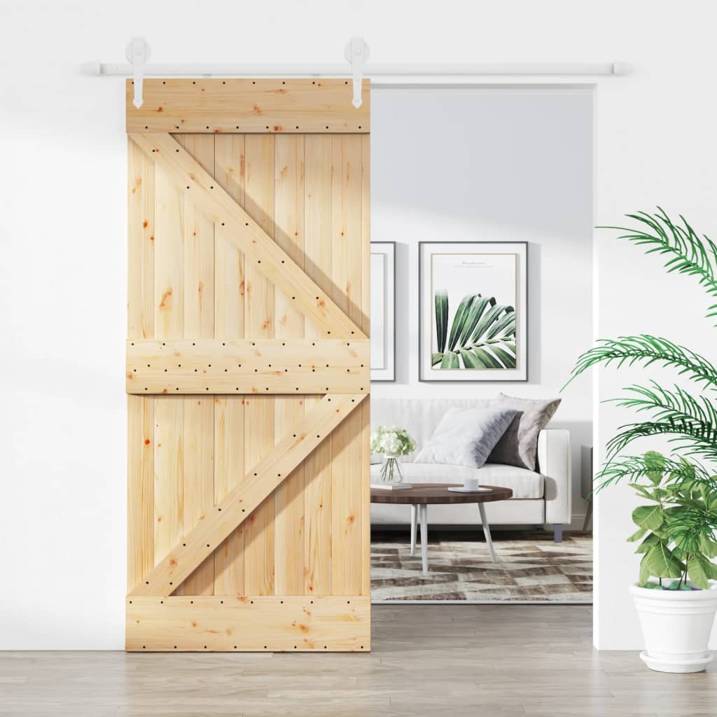 VidaXL Porte coulissante avec ferrures 90x210 cm bois de pin massif