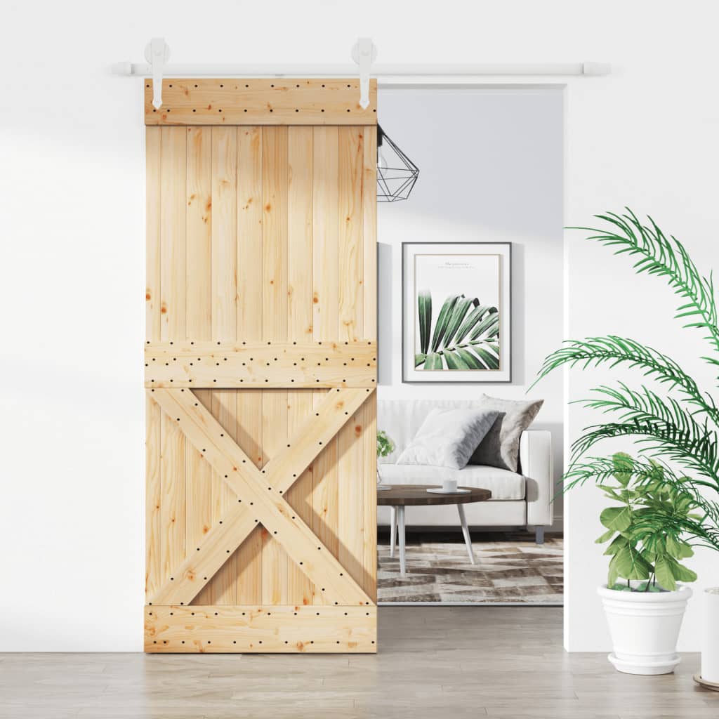 VidaXL Porte coulissante avec ferrures 85x210 cm bois de pin massif