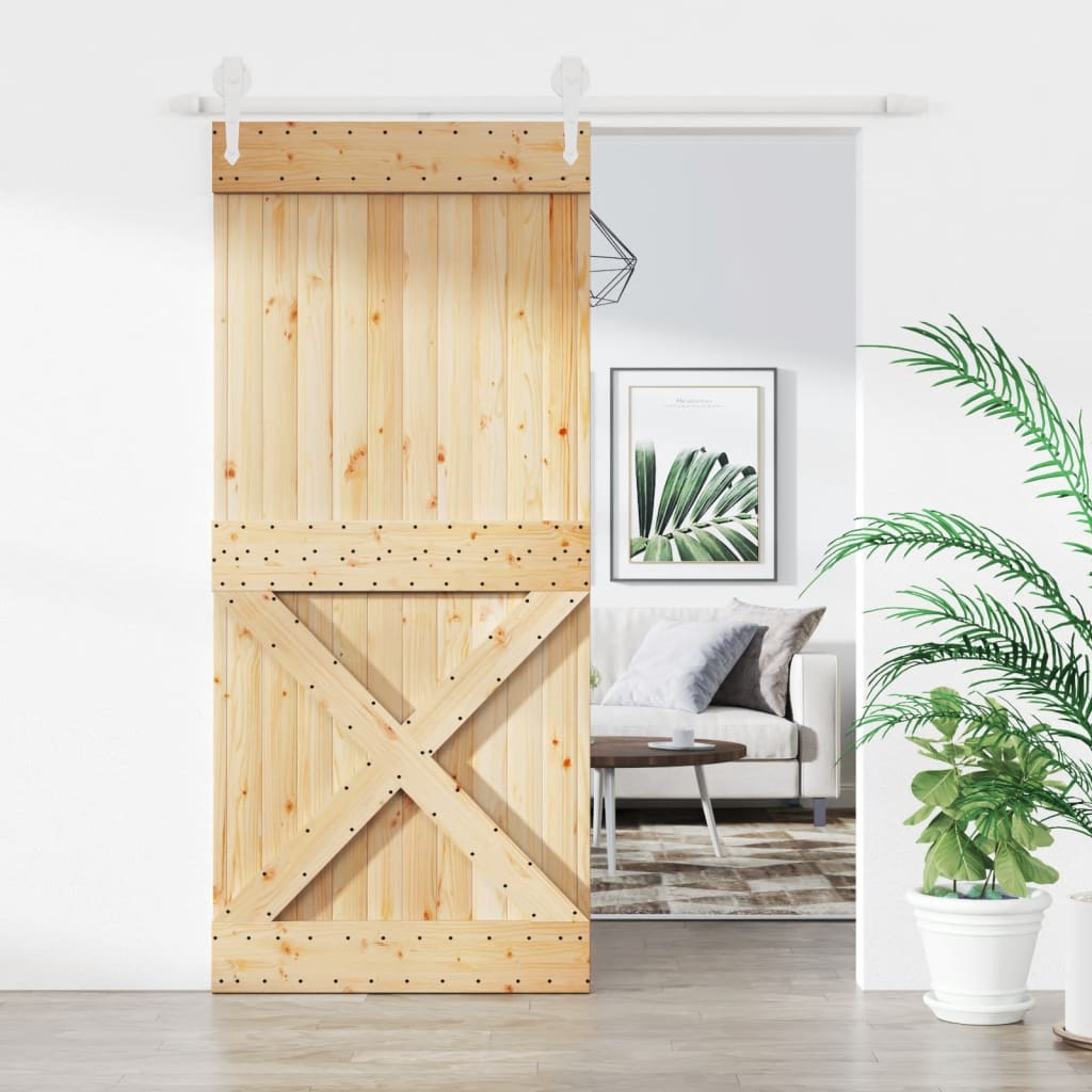 VidaXL Porte coulissante avec ferrures 90x210 cm bois de pin massif