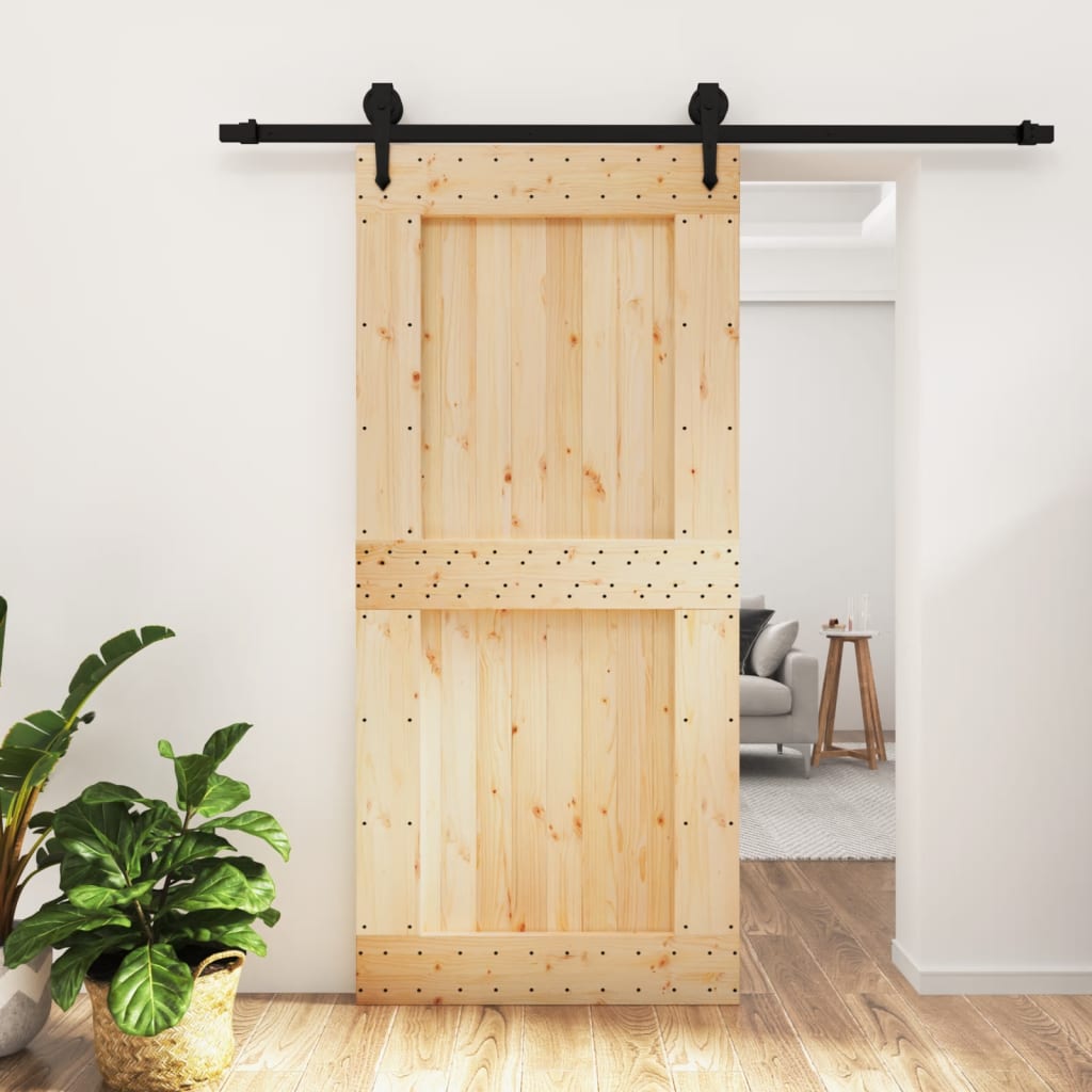 VidaXL Porte coulissante avec ferrures 95x210 cm bois de pin massif
