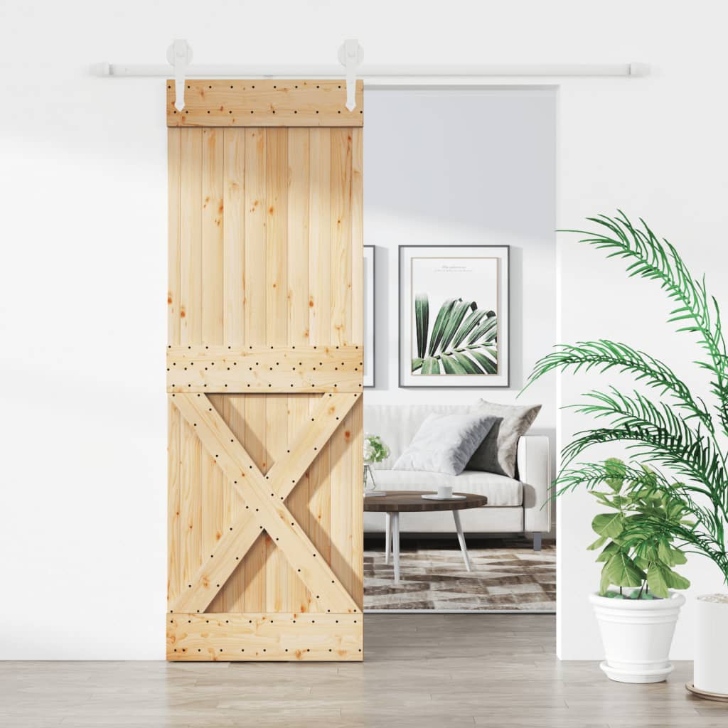 VidaXL Porte coulissante avec ferrures 80x210 cm bois de pin massif