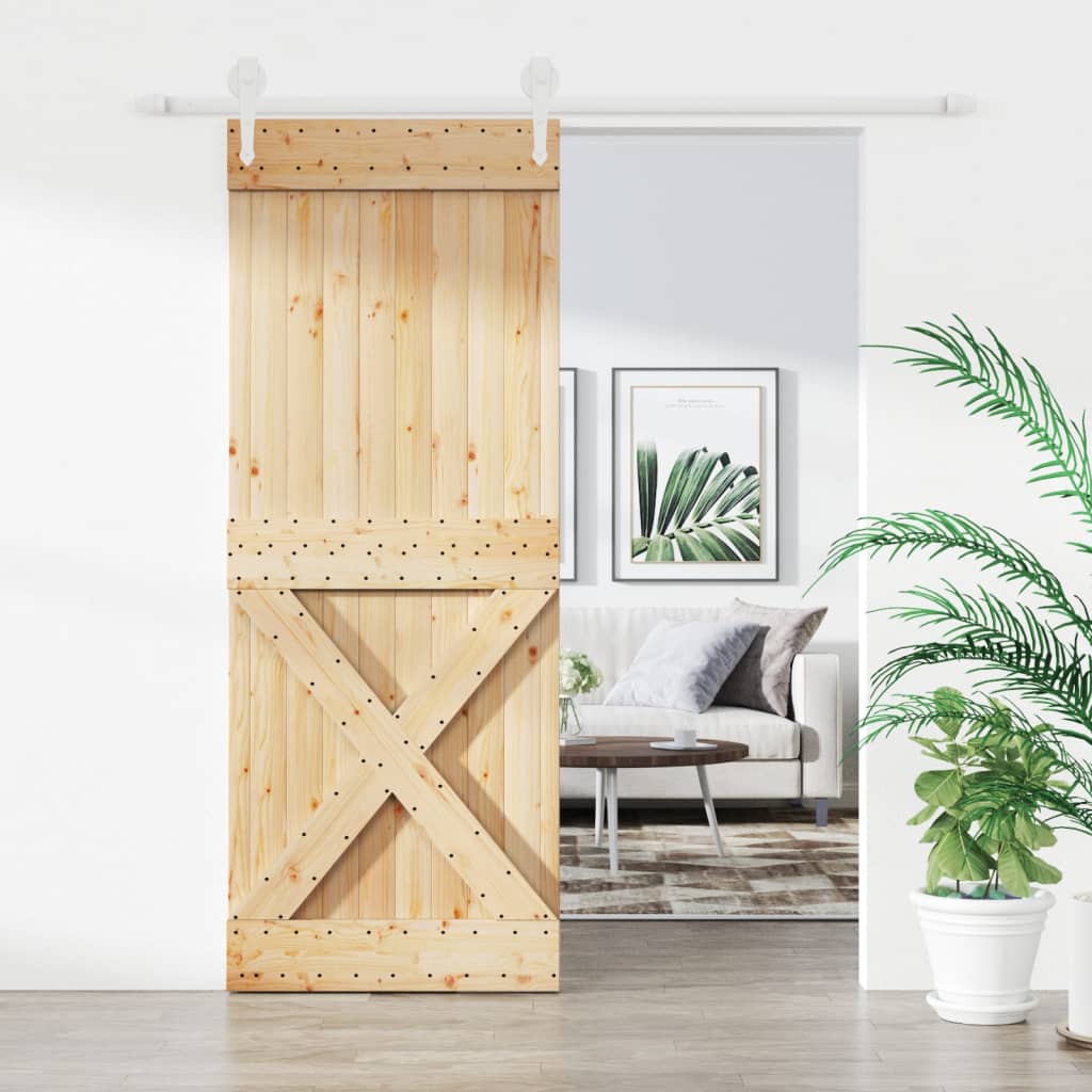VidaXL Porte coulissante avec ferrures 80x210 cm bois de pin massif