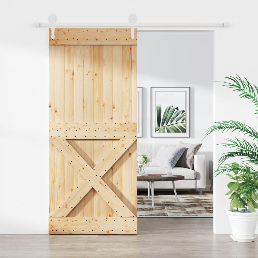 VidaXL Porte coulissante avec ferrures 90x210 cm bois de pin massif